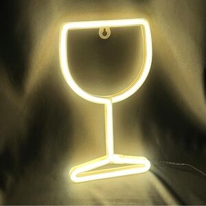 Wine Glass Neon Sign Warm White 5.9"x10"